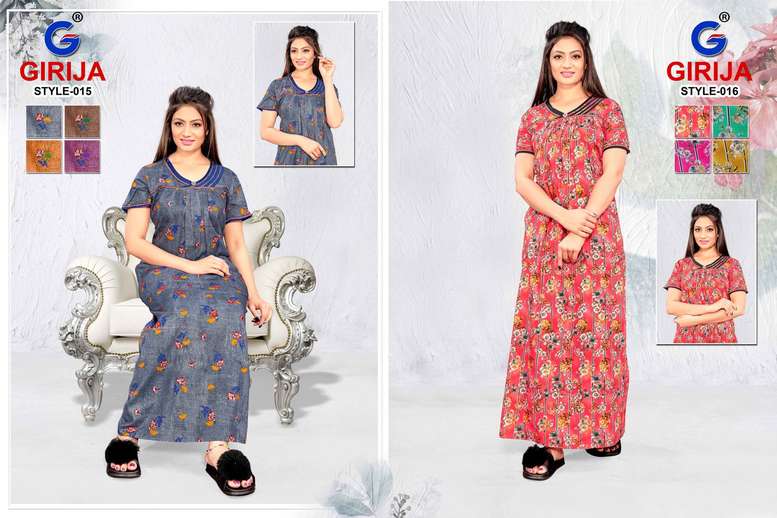Girjia 6 Nighty Printed Western  Latest Collection Of Printed Pure Cotton Night Wear Gown Full Catalog 